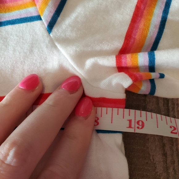 NWT PINK Victoria's Secret Crewneck T-Shirt Short Sleeve Perfect Fit Rainbow - Picture 2 of 16